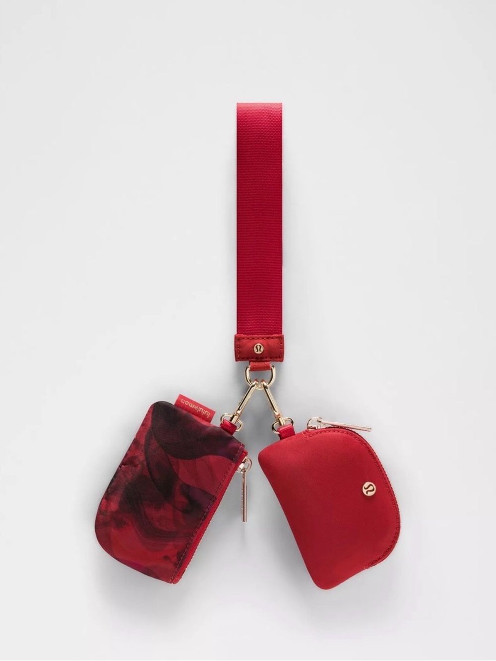 Lululemon Lunar New Year Dual Pouch Wristlet - Lunar Plumes Mini Red Multi NWT